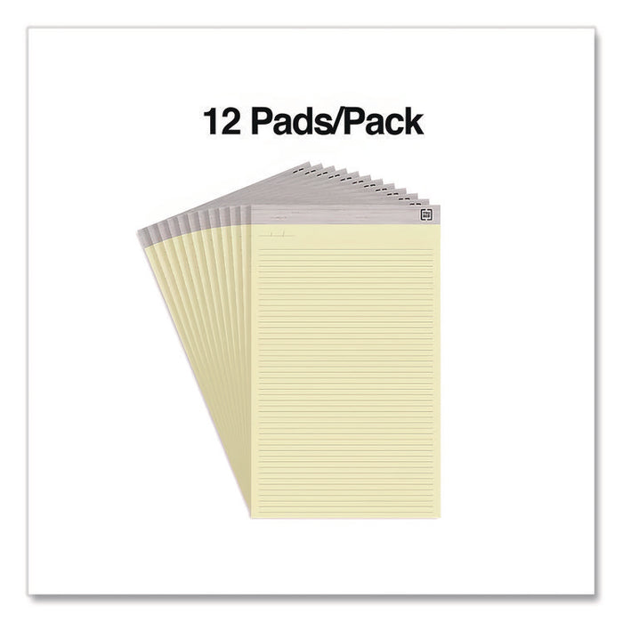 Notepads, Wide/Legal Rule, (50) Canary Yellow 8.5 x 14 Sheets, 12/Pack