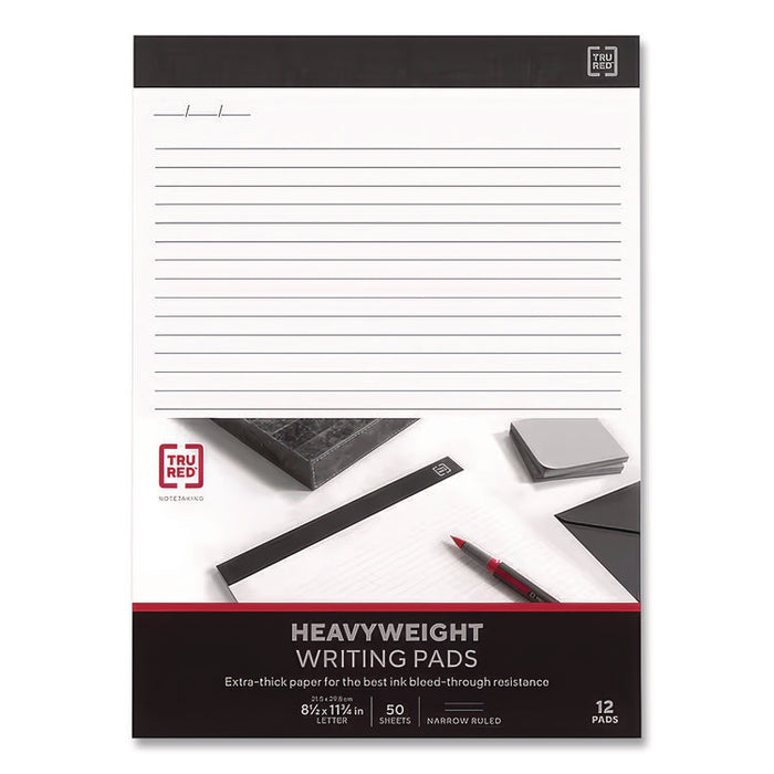 Notepads, Narrow Rule, (50) White 8.5" x 11" Sheets, 12/Pack