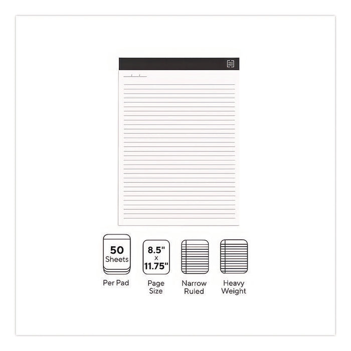 Notepads, Narrow Rule, (50) White 8.5" x 11" Sheets, 12/Pack