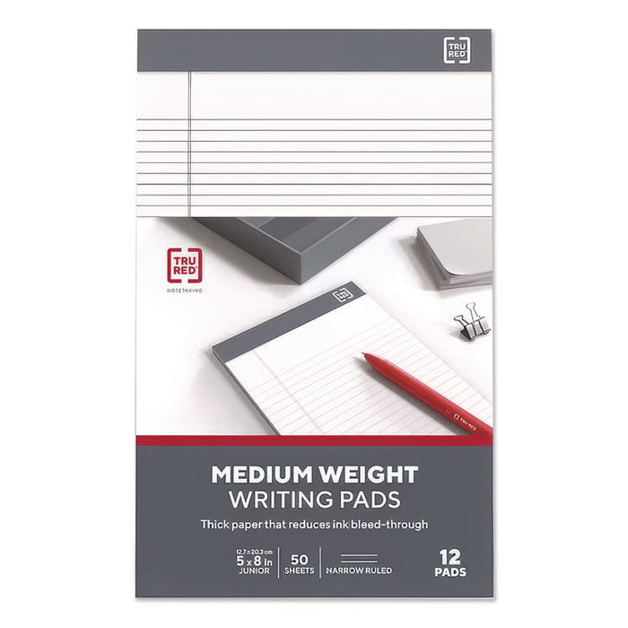 Notepads, Narrow Rule, (50) White 5 x 8 Sheets, 12/Pack