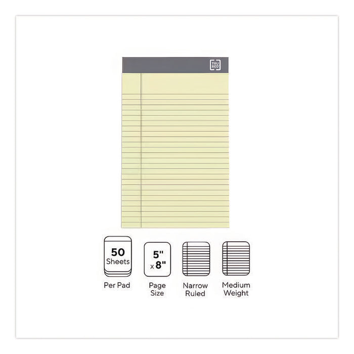 Notepads, Narrow Rule, (50) Canary Yellow 5 x 8 Sheets, 12/Pack