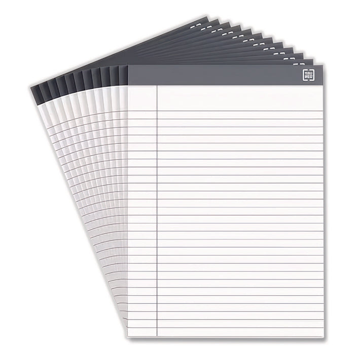 Notepads, Wide/Legal Rule, (50) White 8.5" x 11" Sheets, 12/Pack