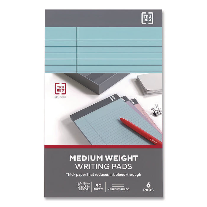Notepads, Narrow Rule, (50) Assorted Pastel Color 5 x 8 Sheets, 6/Pack