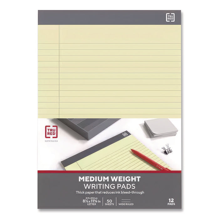 Notepads, Wide/Legal Rule, (50) Canary 8.5 x 11 Sheets, 12/Pack