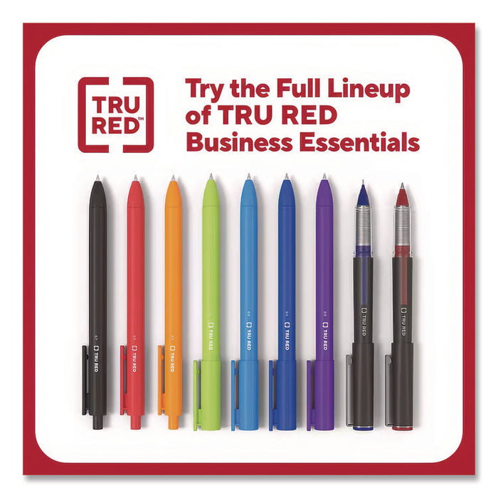 Rollerball Pen, Stick, Fine 0.5 mm, Red Ink, Black/Red/Clear Barrel, Dozen