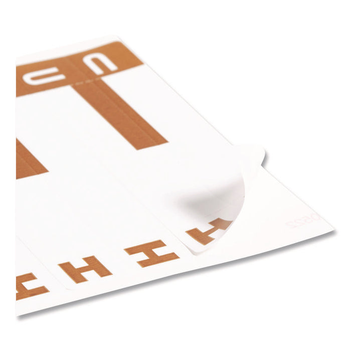 AlphaZ Color-Coded First Letter Combo Alpha Labels, H/U, 1.16 x 3.63, Dark Brown/White, 5/Sheet, 20 Sheets/Pack