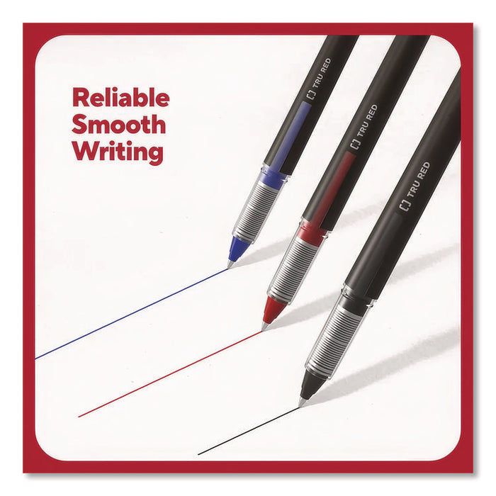 Rollerball Pen, Stick, Fine 0.5 mm, Blue Ink, Black/Blue/Clear Barrel, Dozen