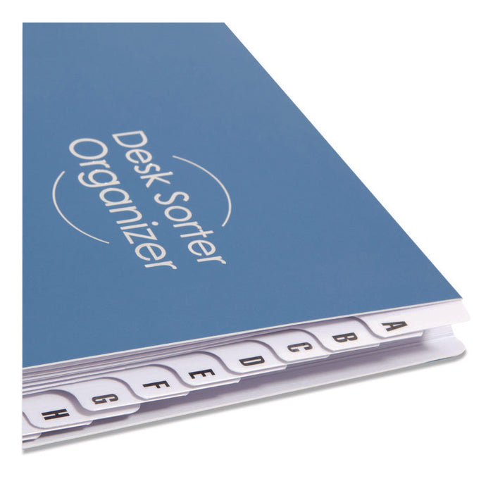 Deluxe Expandable Indexed Desk File/Sorter, Reinforced Tabs, 20 Dividers, Alpha Index, Letter Size, Dark Blue Cover