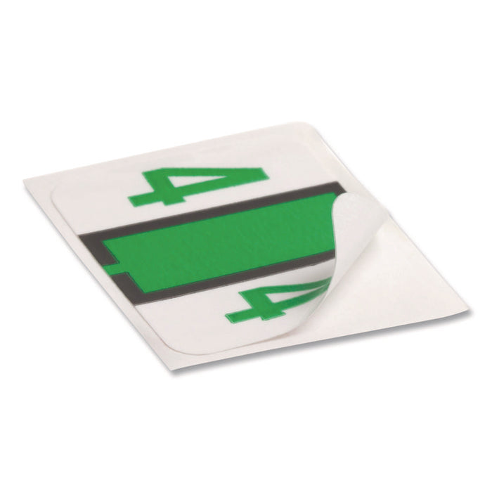 Numerical End Tab File Folder Labels, 4, 1 x 1.25, White, 500/Roll