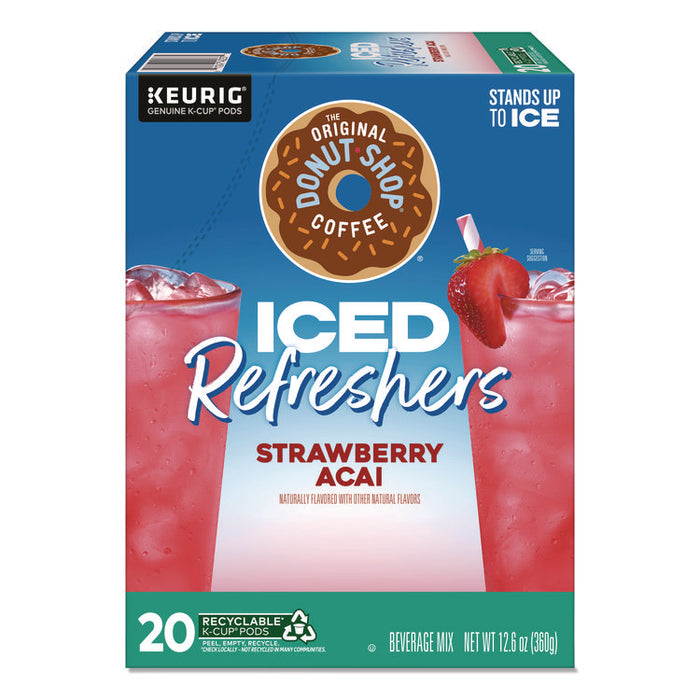 ICED Refreshers K-Cup Pods, Strawberry Acai, 20/Box