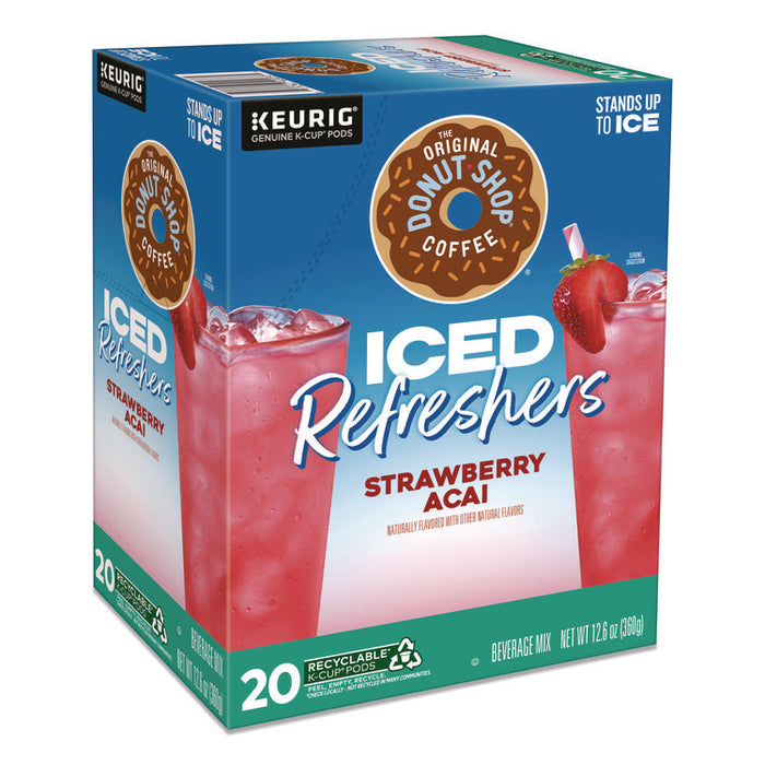 ICED Refreshers K-Cup Pods, Strawberry Acai, 20/Box