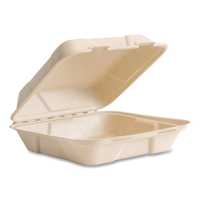 Nourish Molded Fiber Takeout Containers, Compostable, 9 x 9 x 3, Natural, Sugarcane, 200/Carton