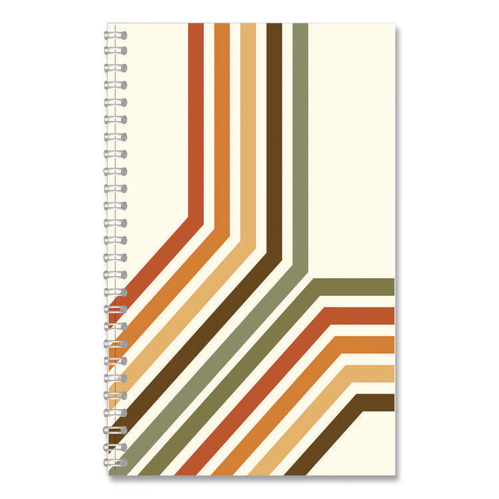 Recycled Non-Dated Monthly/Weekly Planner, 70's Stripes, Multicolor Cover, Undated