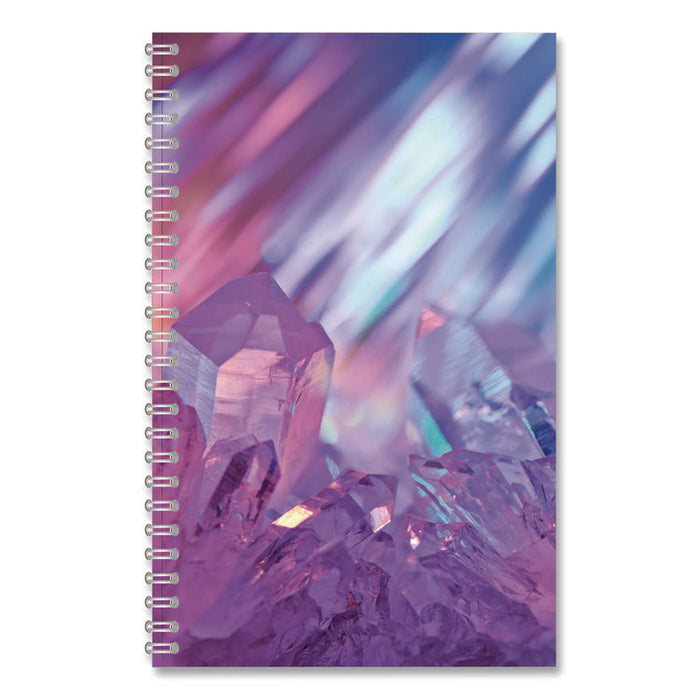Recycled Non-Dated Monthly/Weekly Planner, Crystals, Blue/Pink/White Cover, Undated