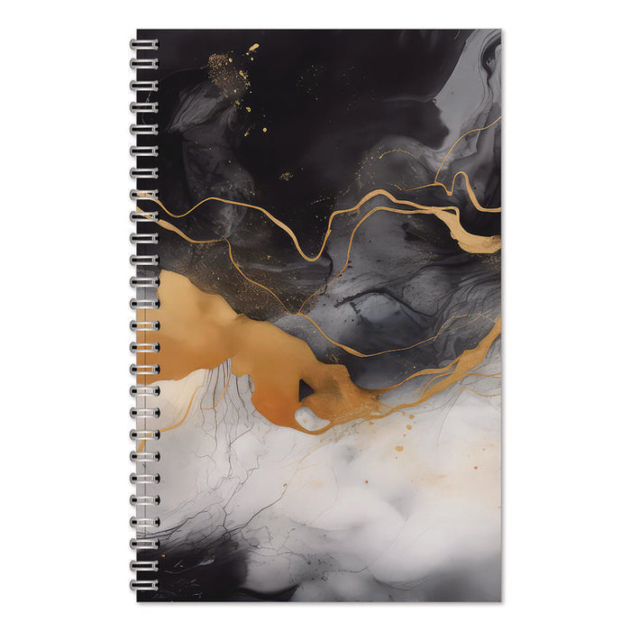 Recycled Non-Dated Monthly/Weekly Planner, Gold and Smoke, Multicolor Cover, Undated