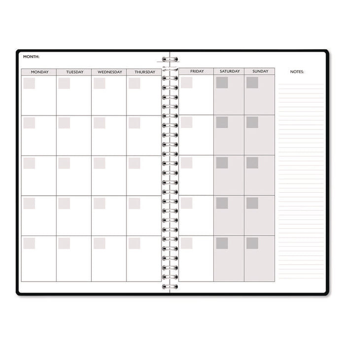 Recycled Non-Dated Monthly/Weekly Planner, Black and White Floral, Black/White Cover,  Undated