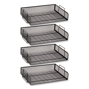 Mind Reader Tiered Stackable Paper Trays - 4 Tier(s) - 11.25" Height x 9.75" Width x 13.25" Depth - Desktop - Stackable - Stackable, Lightweight, Portable, Sturdy, Easy to Clean, Durable - Black - Metal, Steel Mesh - 1 Each