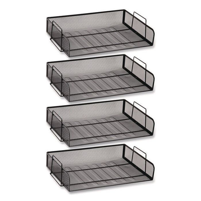Stackable Paper Desk Tray Organizer, Letter Size, 9.75 x 14 x 3.25, Black, 4/Pack