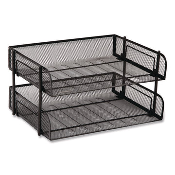 Mind Reader Tiered Stackable Paper Trays - 2 Tier(s) - Vertical - 7.25" Height x 10" Width x 13.50" Depth - Desktop - Stackable - Durable, Compact, Sturdy - Black - Steel Mesh - 1 Each