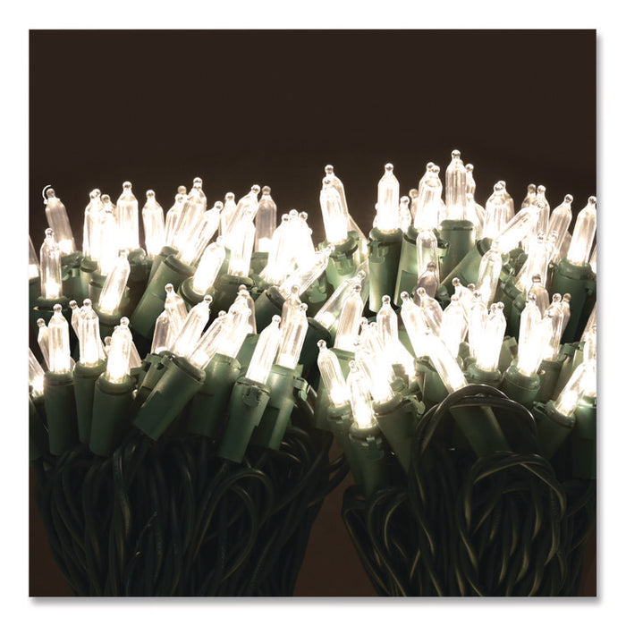 Indoor/Outdoor LED Holiday String Lights, 60 Bulbs/String, 25 ft String, White/Green Wire, 2 Strings