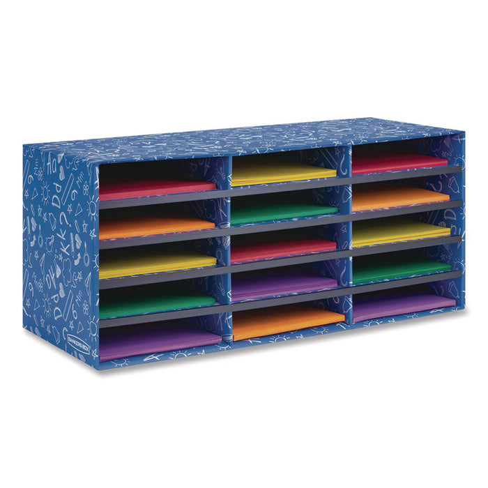 Classroom Collection Literature Sorter, 15 Sections, 28.5 x 12.37, Blue