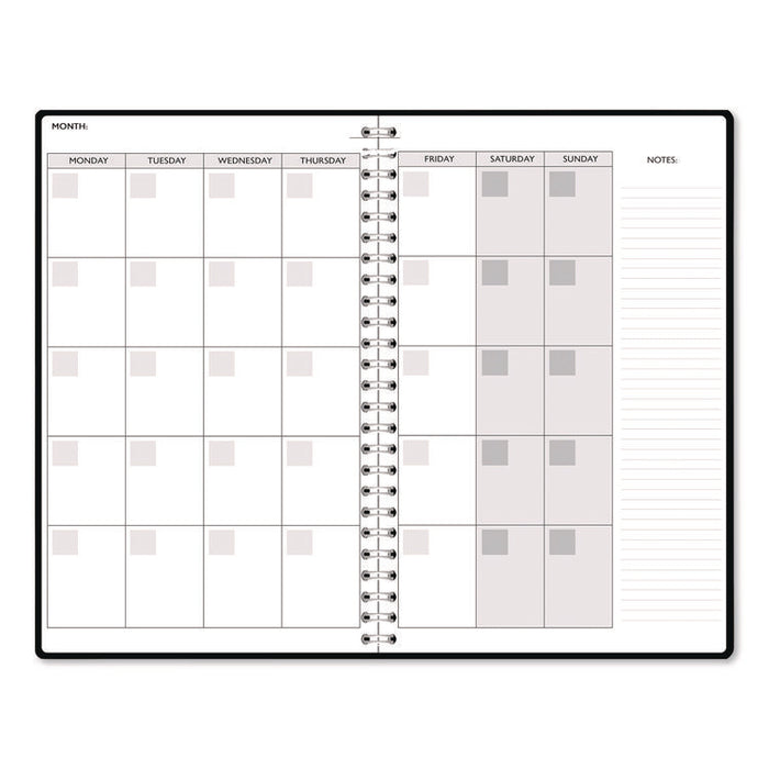 Recycled Non-Dated Monthly/Weekly Planner, Cherry Blossoms, Black/White Cover, Undated