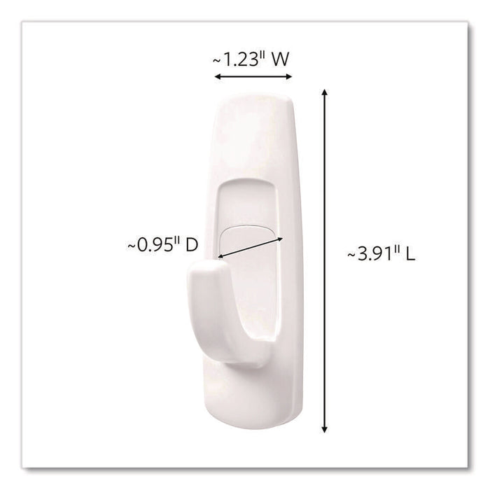 Large Utility Hooks, Plastic, White, Supports 5 lb, 12/Pack
