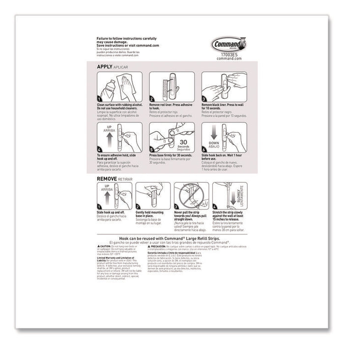 Large Utility Hooks, Plastic, White, Supports 5 lb, 12/Pack