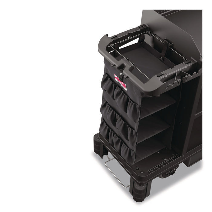3-Sided Hanging Bag with Shelves for Suncast Commercial HKC1000/HKC2000 Housekeeping Carts, 25.4 gal, 15.7 x 12.4 x 30, Black