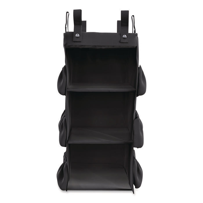 3-Sided Hanging Bag with Shelves for Suncast Commercial HKC1000/HKC2000 Housekeeping Carts, 25.4 gal, 15.7 x 12.4 x 30, Black