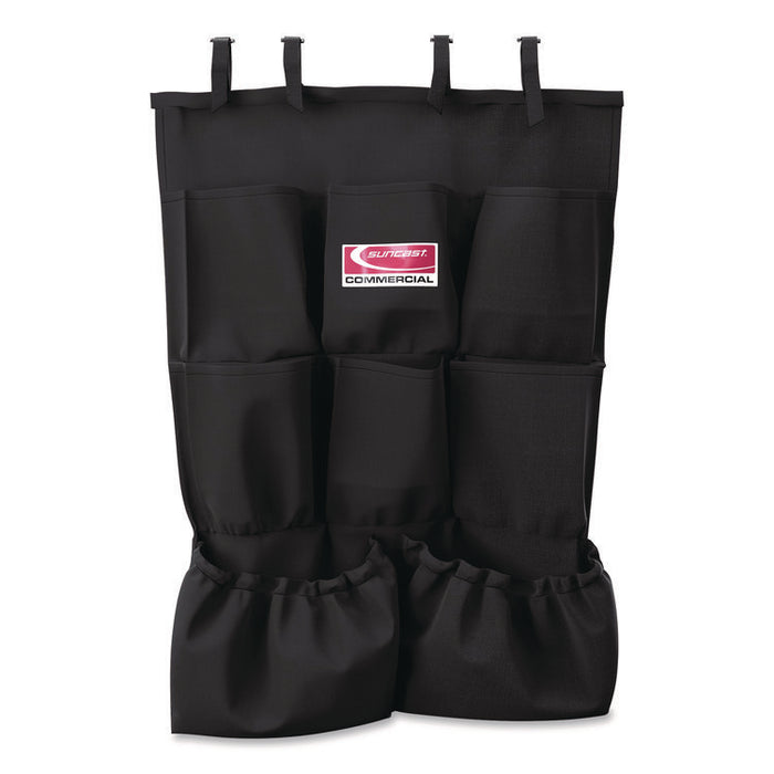 8-Pocket Organizer for Suncast Commercial Full-Size and Compact Housekeeping Carts, 19.5" x 1.67" x 26.83", Black
