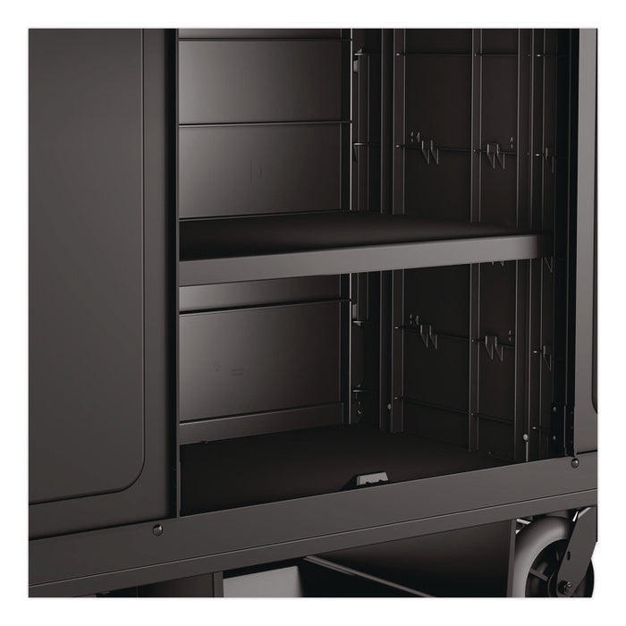 Adjustable Shelf for Suncast Commercial Full-Size Housekeeping Carts HKC1000/HKC2000, Plastic, Black