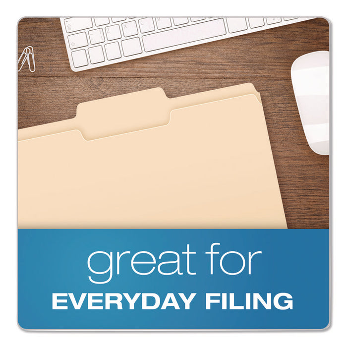 Reinforced Top Tab Manila File Folders, 1/3-Cut Tabs: Center Position, Letter Size, Manila, 100/Box