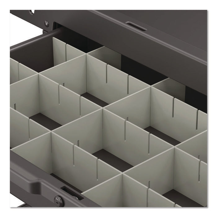 Lockable Slide Drawer with Dividers for Suncast Commercial Full-Size Housekeeping Carts HKC1000/HKC2000, Plastic, Black