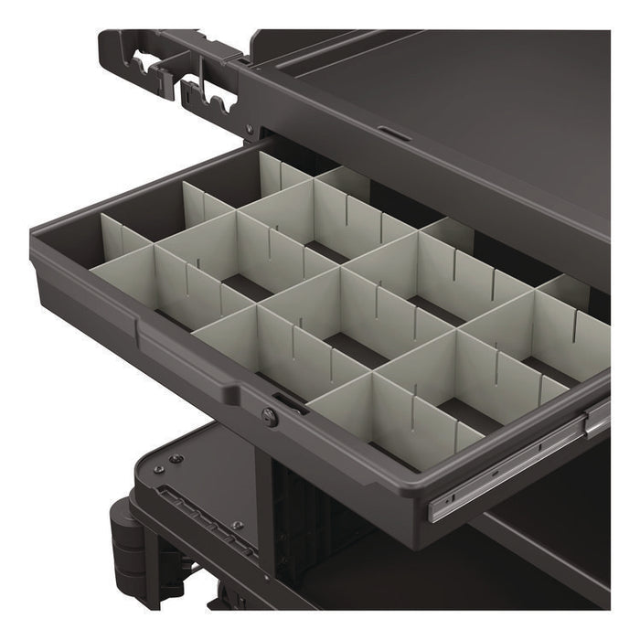Lockable Slide Drawer with Dividers for Suncast Commercial Full-Size Housekeeping Carts HKC1000/HKC2000, Plastic, Black