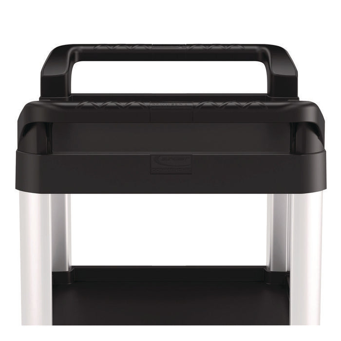 Three-Shelf Service Cart, Metal/Plastic, 3 Shelves, 300 lb Capacity, 20" x 34" x 37.92", Black