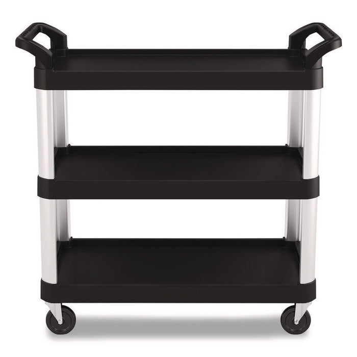 Three-Shelf Service Cart, Metal/Plastic, 3 Shelves, 300 lb Capacity, 20" x 39.85" x 38.17", Black