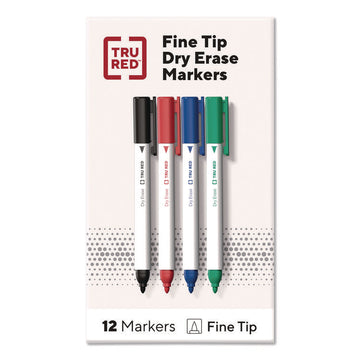 Pen Dry Erase Markers, Bullet Fine Tip, Assorted Colors, 12/Pack