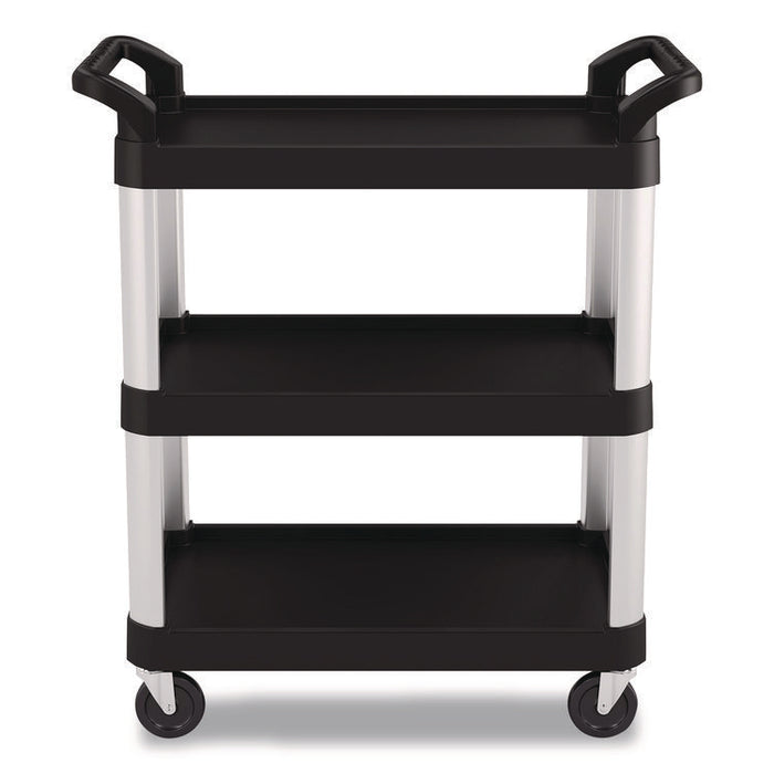 Three-Shelf Service Cart, Metal/Plastic, 3 Shelves, 300 lb Capacity, 20" x 34" x 37.92", Black