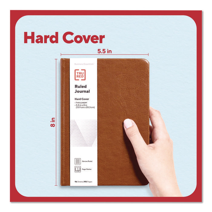 Hardcover Business Journal with Elastic Closure, 1-Subject, Narrow Rule, Cognac Cover, (96) 8 x 5.5 Sheets