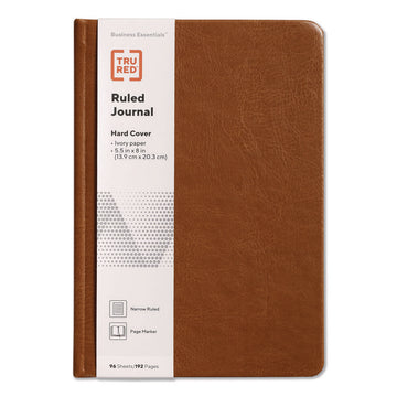 Hardcover Business Journal with Elastic Closure, 1-Subject, Narrow Rule, Cognac Cover, (96) 8 x 5.5 Sheets