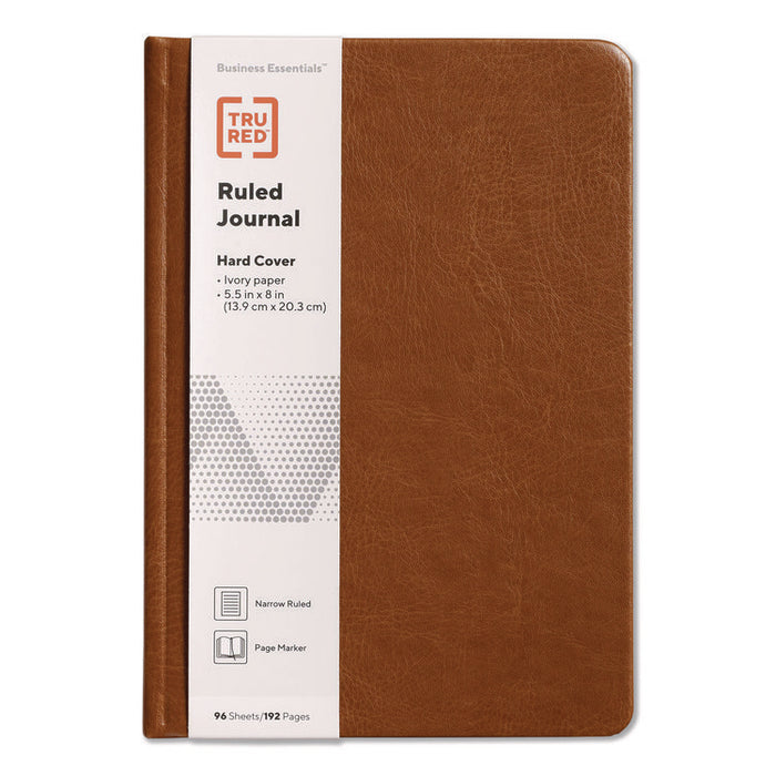 Hardcover Business Journal with Elastic Closure, 1-Subject, Narrow Rule, Cognac Cover, (96) 8 x 5.5 Sheets