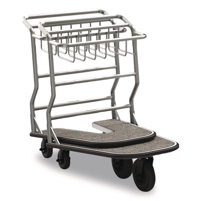 Nesting Luggage Cart with Carpeted Platform, 300 lb Capacity, 27 x 37 x 37.5, Silver/Black