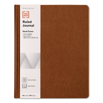 Hardcover Business Journal with Elastic Closure, 1-Subject, Narrow Rule, Cognac Cover, (96) 10 x 8 Sheets