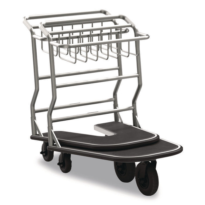 Nesting Luggage Cart with Rubber Platform, Capacity, 300 lb Capacity, 27 x 37 x 37.5, Silver/Black