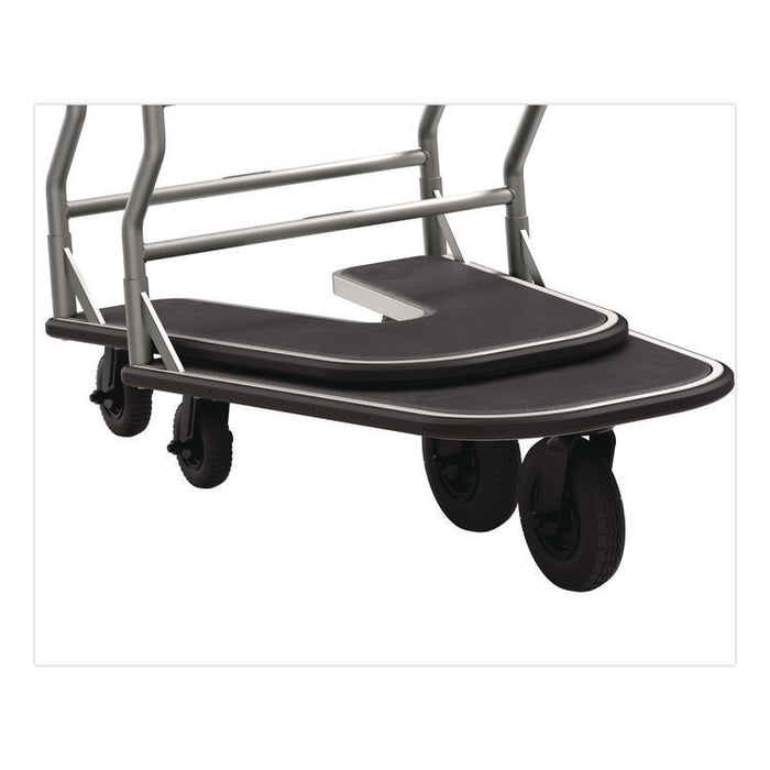 Nesting Luggage Cart with Rubber Platform, Capacity, 300 lb Capacity, 27 x 37 x 37.5, Silver/Black