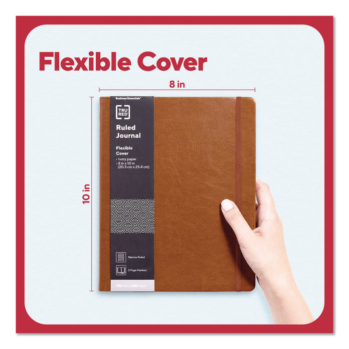 Flexible-Cover Business Journal with Elastic Closure, 1-Subject, Narrow Rule, Cognac Cover, (128) 10 x 8 Sheets