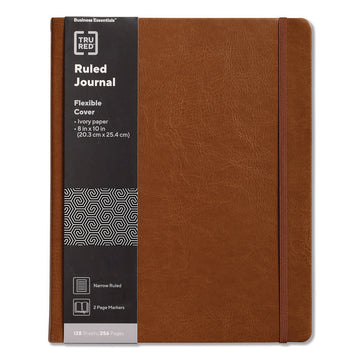 Flexible-Cover Business Journal with Elastic Closure, 1-Subject, Narrow Rule, Cognac Cover, (128) 10 x 8 Sheets