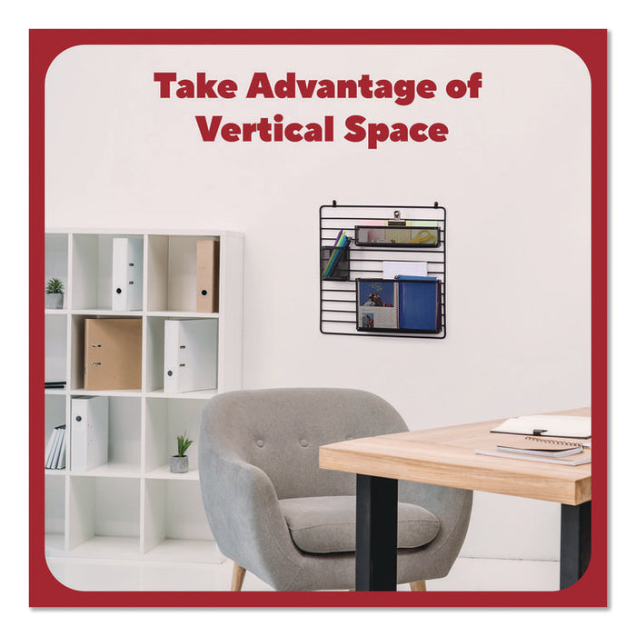 Metal Mesh 3-Compartment Cubicle/Wall-Mount Office Supplies Organizer, 15" x 15", Black