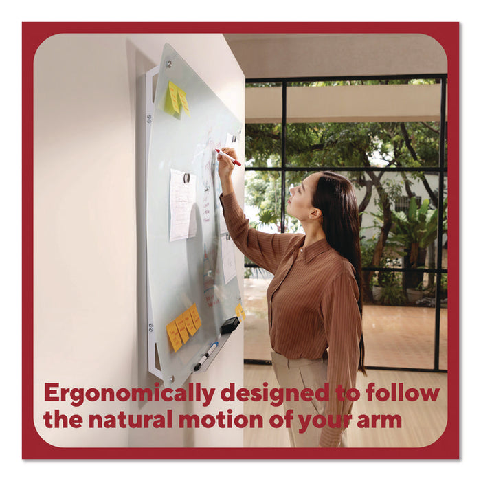Curved Magnetic Glass Dry Erase Board, 3 ft x 4 ft, White Surface